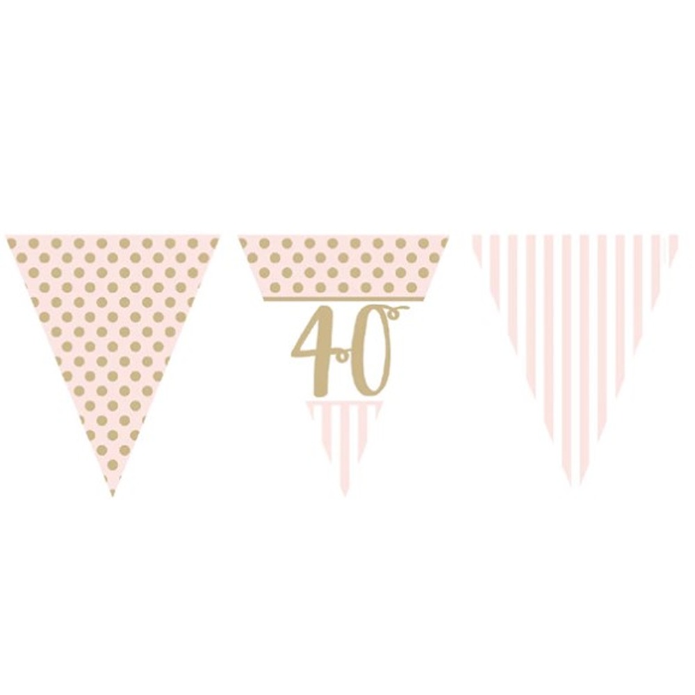 Pink Chic Age 40 Flag Bunting Metallic Print - M326