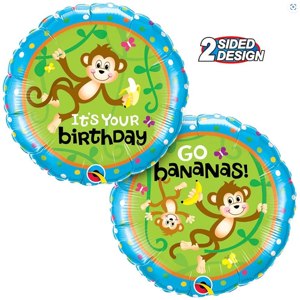Qualatex - Birthday Monkeys-go Bananas - 18" - (2-Sided) - 49927