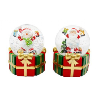 6.5cm Santa/Snowman Globe W/present ( 1 piece) - XM6091