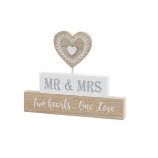 WIDDOP - Love Story Mantel Blocks Mr & Mrs 2 Hearts -WG954