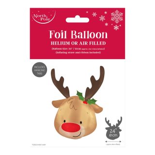 REINDEER HEAD FOIL BALLOON 79X60CM - X-31789-BC