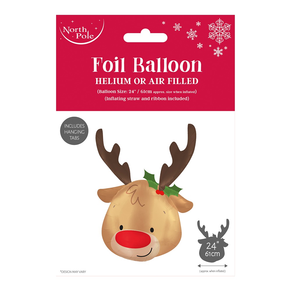 REINDEER HEAD FOIL BALLOON 79X60CM - X-31789-BC