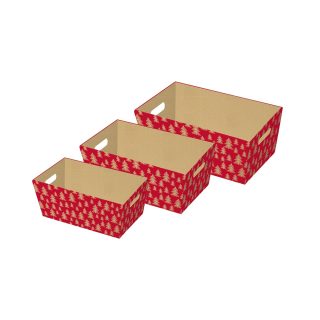 3PC HAMPER TRAY XMAS TREE KRAFT - X-32871-BXC