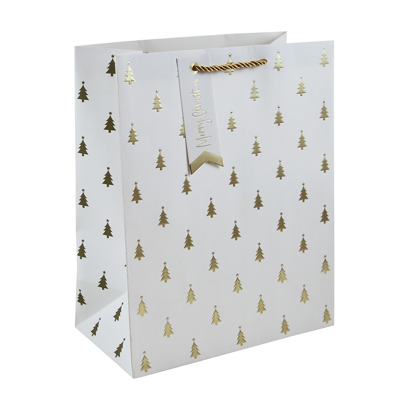 Eurowrap - GOLD EMBOSSED TREE LARGE BAG - X-34145-2C