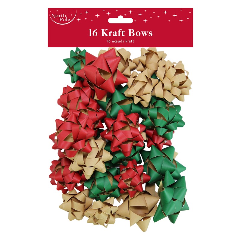 16pk Trend Kraft Bows - X-34349-BC