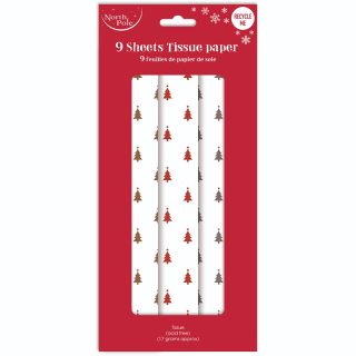 9 Sheets Tissue Paper Xmas Foil Tree Assorted - X-34674-GC
