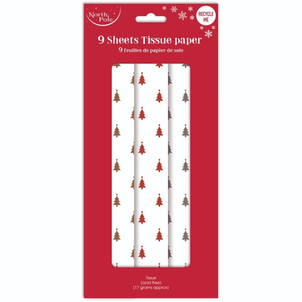 9 Sheets Tissue Paper Xmas Foil Tree Assorted - X-34674-GC
