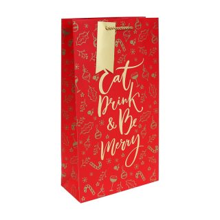 Eurowrap - BE MERRY DOUBLE BOTTLE BAG 72S FSC - X-36169-22C