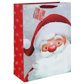Eurowrap - SANTA SILVER GLITTER XL BAG - X-37379-1WC