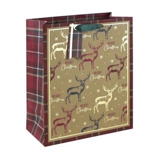 TARTAN WOODLAND BRN KRAFT LARGE BAG - 12PK - X-37406-2C