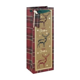 TARTAN WOODLAND  KRAFT BOTTLE BAG - 12PK - X-37406-4C