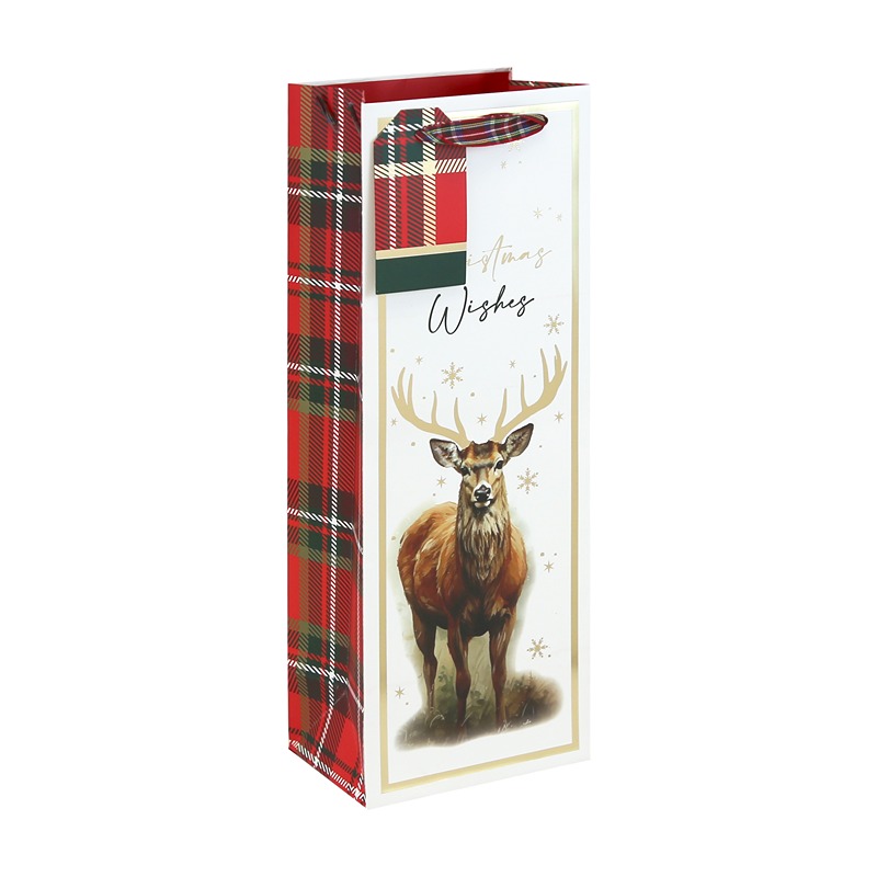 Tartan Winter Woodland Bottle Bag - X-37409-4C