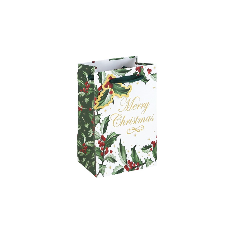 Eurowrap - HOLLY XMAS WHITE KFT PERFUME BAG - X-37427-9C
