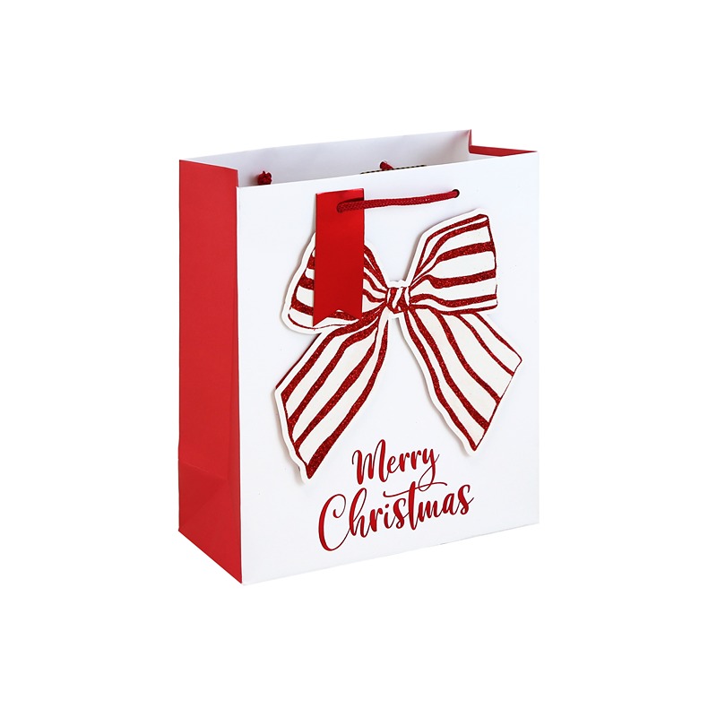 Eurowrap - XMAS BOW TIPON WHITE KFT MED BAG - X-37475-3C