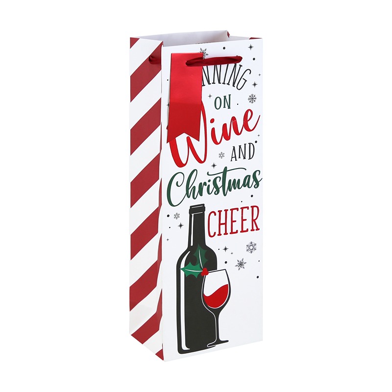 Eurowrap - WINE SLOGAN WHITE KRAFTBOTTLE BAG - X-37511-4C