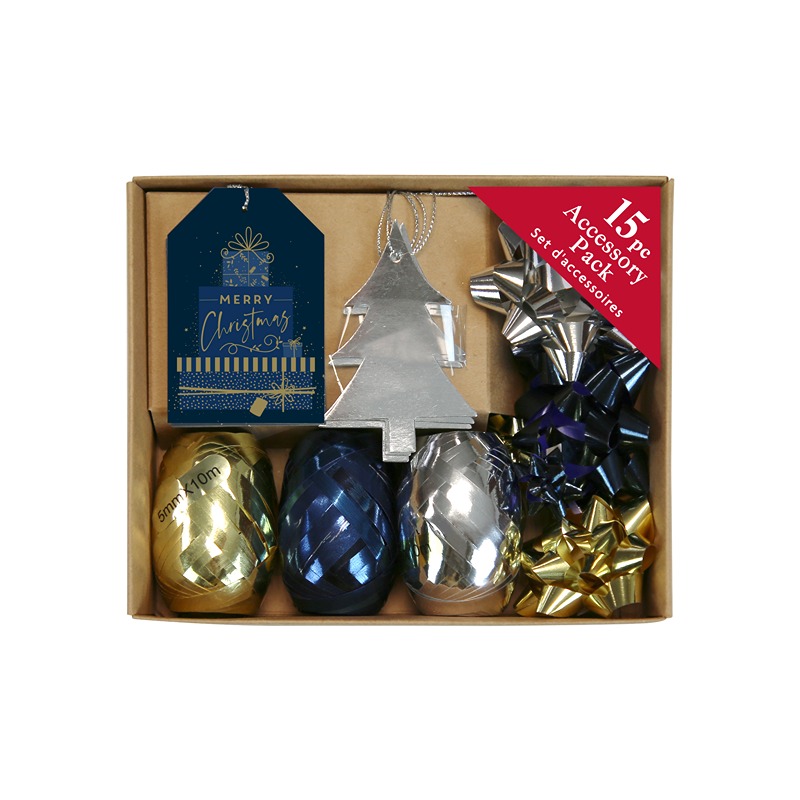 15pc Navy Metallic Tag & Ribbon - X-37943-BC