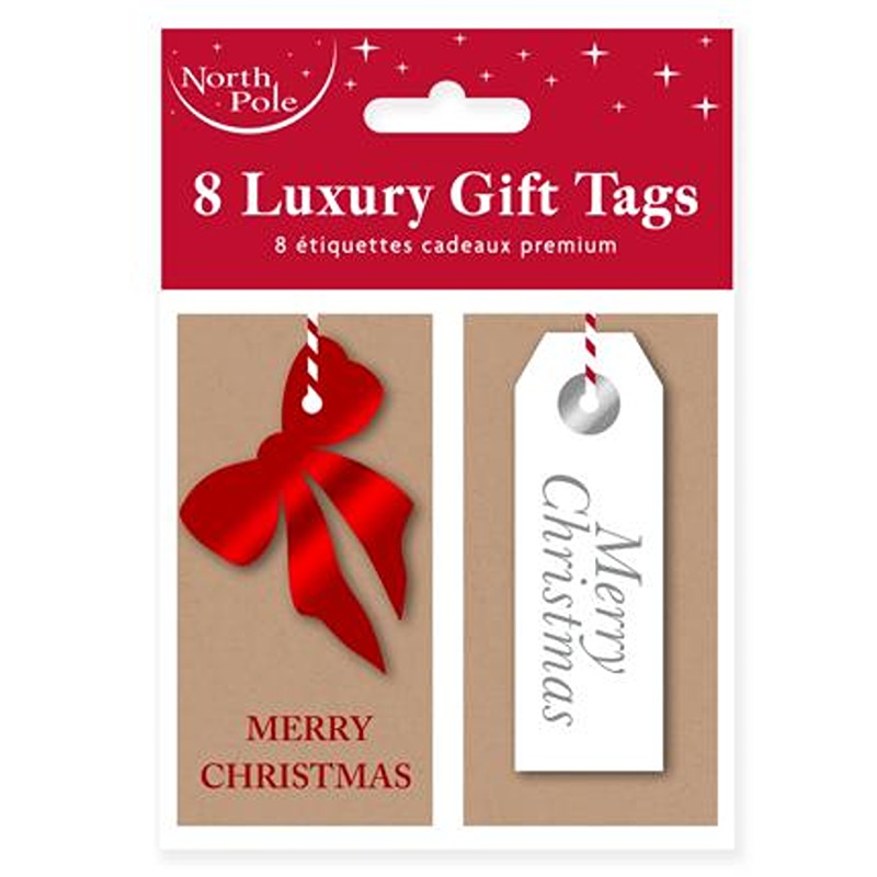 8PK CHRISTMAS LUXURY GIFT TAG - X-38024-GTC