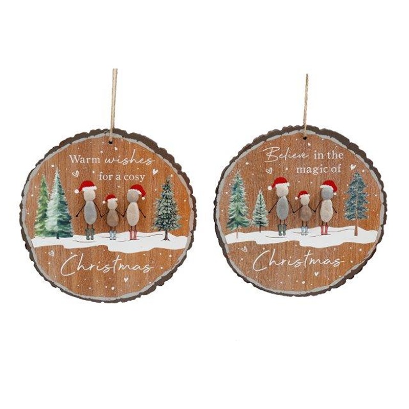 20CM PEBBLE XMAS HANG PLAQUE - XMR4342