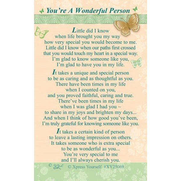 Xpress Yourself - You're A Wonderful Person - Wallet Card - 6pk - XY25069