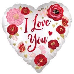 ANAGRAM 18" S40 FLOWERS LOVE YOU SATIN
