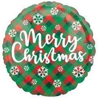 GREEN & RED PLAID MERRY CHRISTMAS STANDARD - 38309