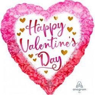 Anagram 18" S40 WATERCOLOUR DAMASK HAPPY VALENTINE'S DAY PKT - 4227701