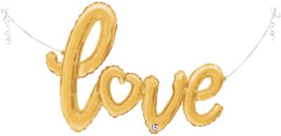 Betallic 47" Air-Filled Shape Love Script Gold Pkg