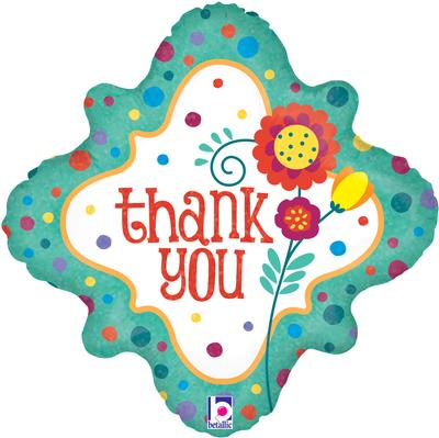 Betallic 18" Thank You Dots & Flowers Holographic