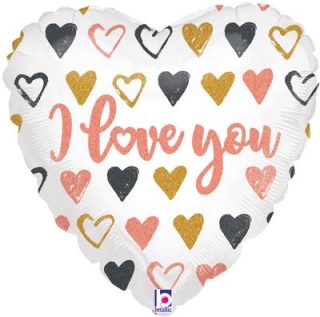 Betallic 18" Rose Gold Hearts I Love You Holographic