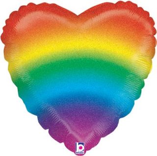 Betallic 18" Glitter Rainbow Heart Holographic