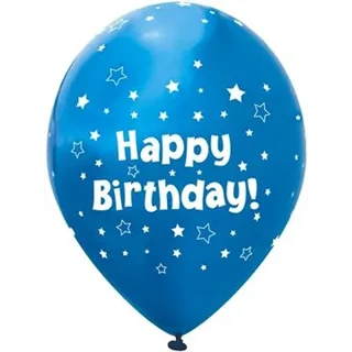 11" Latex Balloons Stars Metalic Blue Happy Birthday - 6pk - 664319