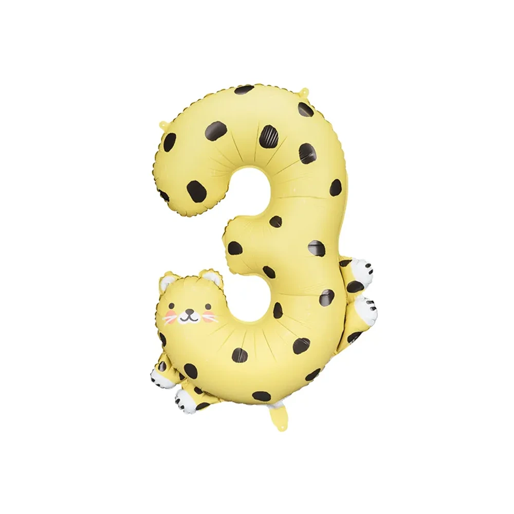 Foil balloon Number 3 - Cheetah, 68x98 cm, mix