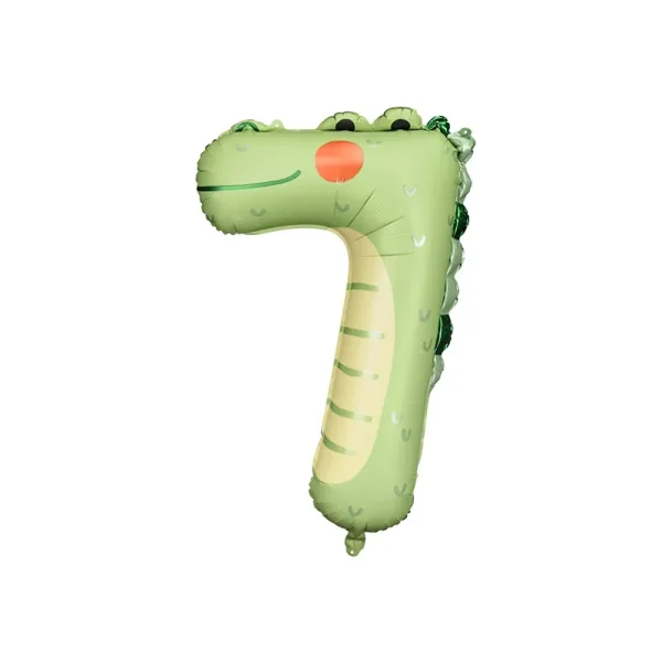 Foil balloon Number 7 - Crocodille, 56x85 cm