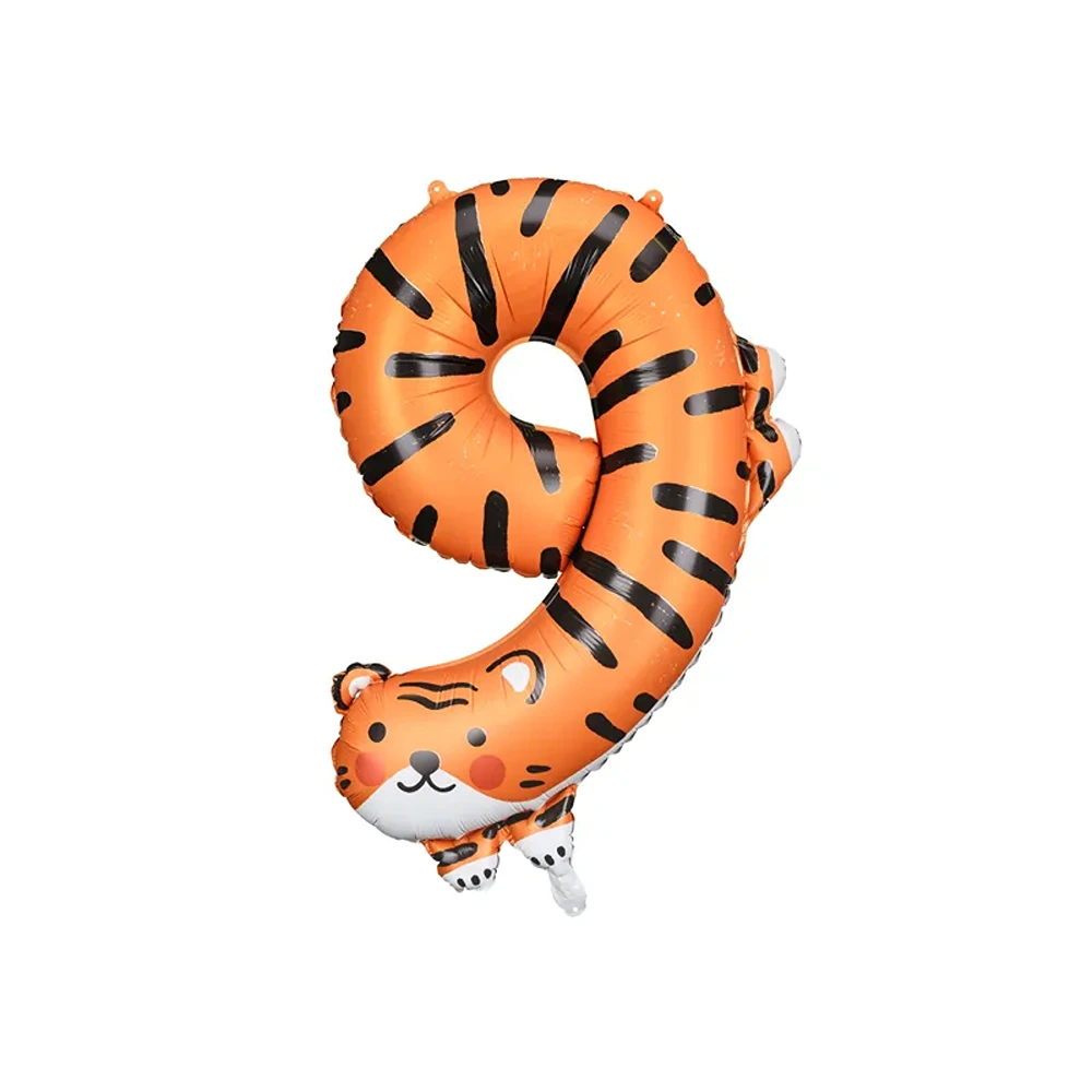 Foil balloon Number 9 - Tiger, 64x87 cm