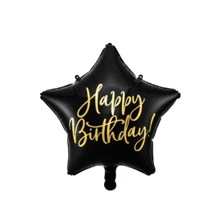 Foil balloon Happy Birthday - 40cm - Black - FB93-010