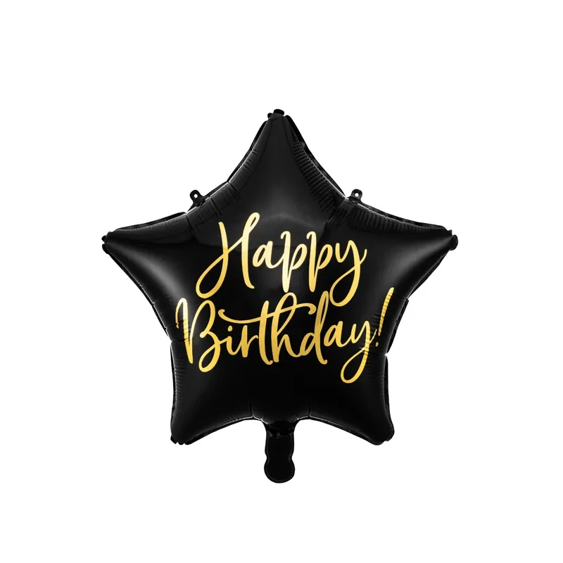 Foil balloon Happy Birthday - 40cm - Black - FB93-010