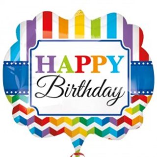 Anagram 25"x22" Bright Stripe & Chevron Birthday Shape - 30848