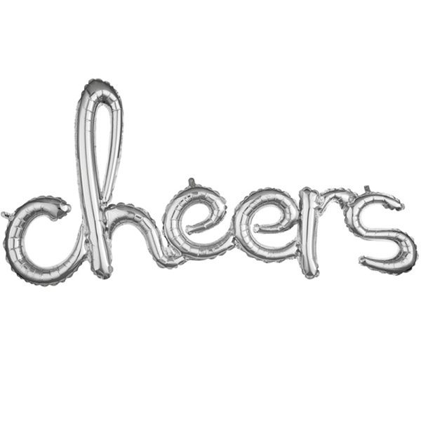 CHEERS SILVER SCRIPT PHRASE SHAPE - 40"x21" - 36880