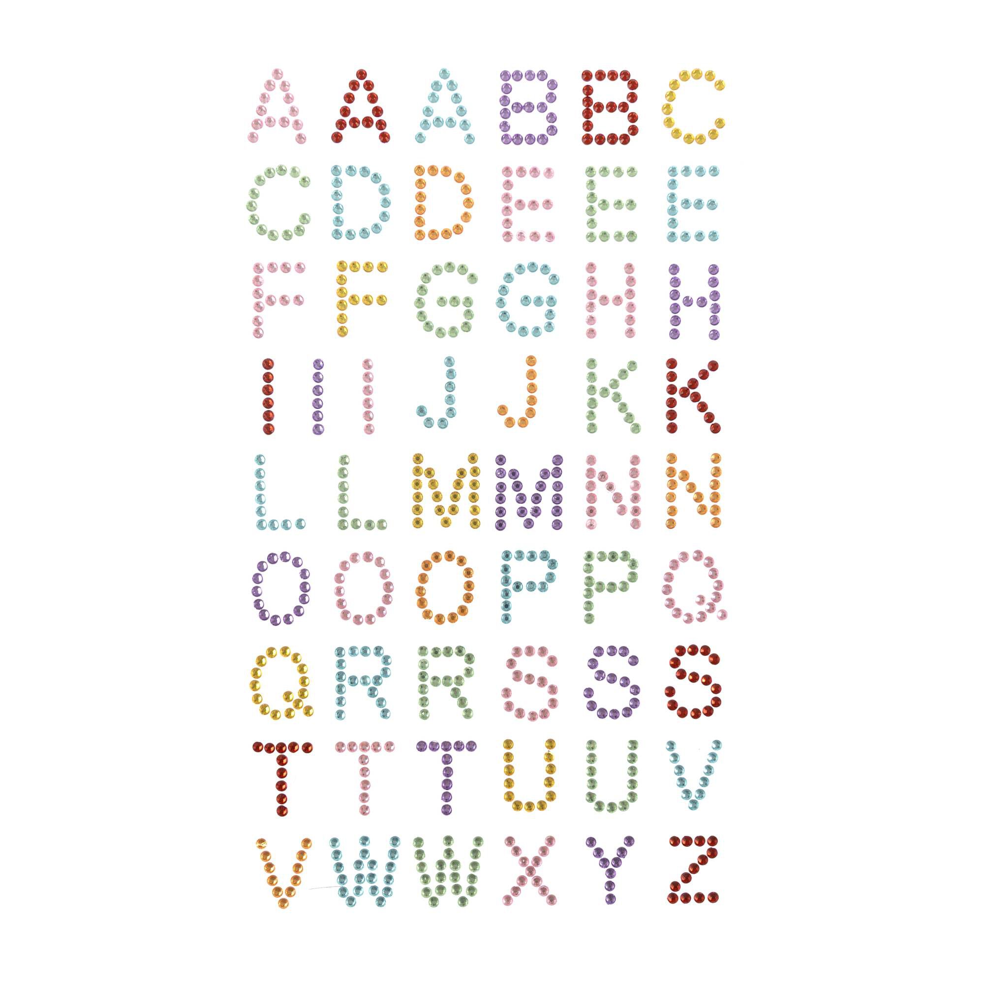 Rainbow Gem Alphabet Stickers 55 Letters