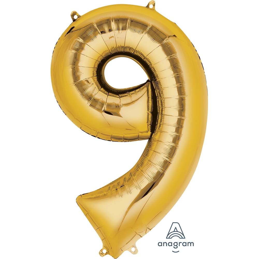 Anagram - Number 9 Gold SuperShape Foil Balloons - 34" - 2826001