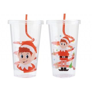 PMS - ELVES BEHAVIN BADLY DRINKS CUP WITH STRAW - 500179