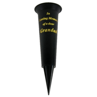 GRAVE VASE SPIKE BLACK IN LOVING MEMORY OF A DEAR GRANDAD - 801606