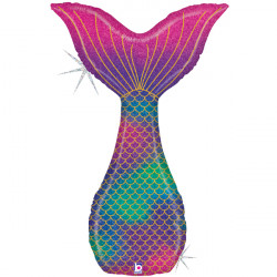 GRABO 46" MERMAID TAIL GLITTER HOLO SHAPE I PKT