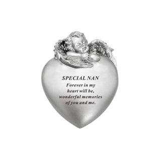 NAN SILVER CHERUB HEART 13X10CM - DF18570-C