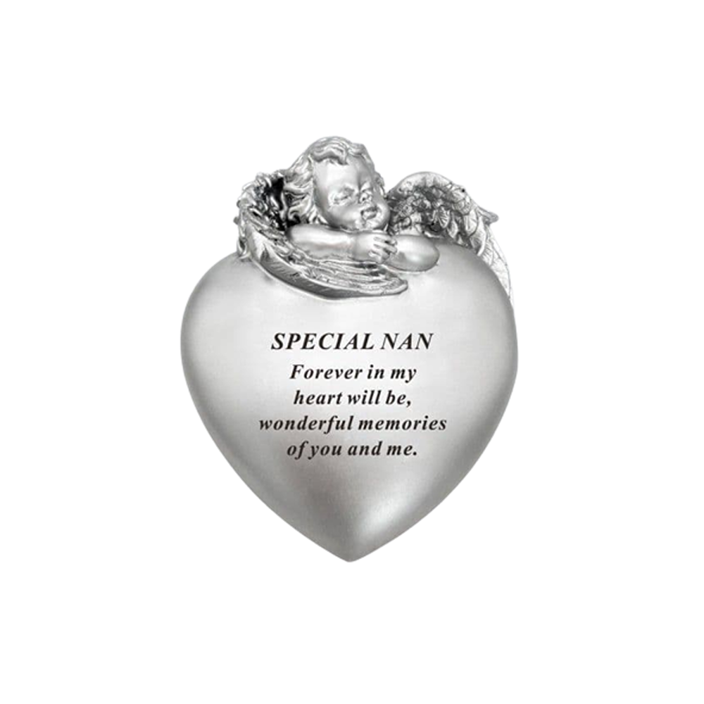 NAN SILVER CHERUB HEART 13X10CM - DF18570-C