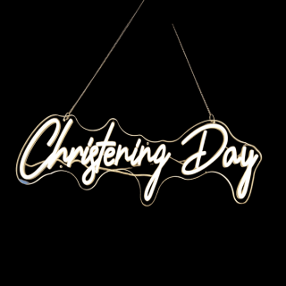 Neon Sign - White - Christening Day - 76 X 21.5 - 12938