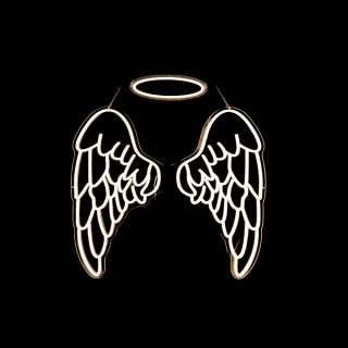 Neon Sign - White - Wings with Halo - 101.5 x67.3 - 12937