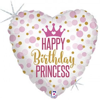 PRINCESS GLITTER BIRTHDAY 18" HOLOGRAPHIC PKT - 36700GH
