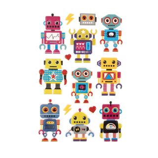 3D Embelished Robot Stickers x 14