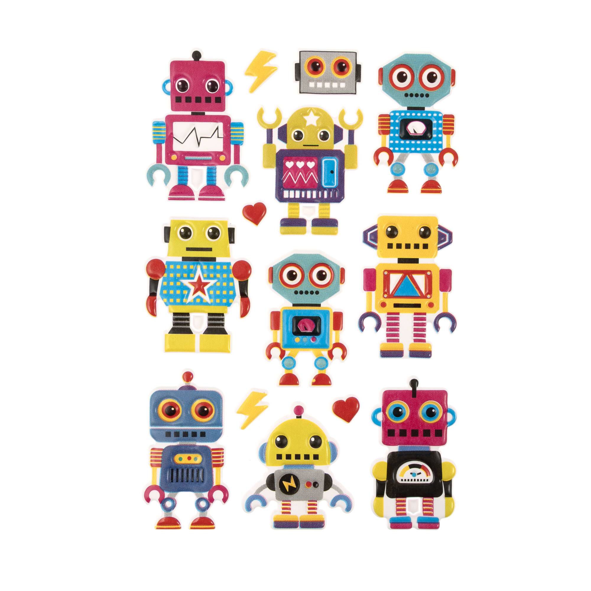 3D Embelished Robot Stickers x 14